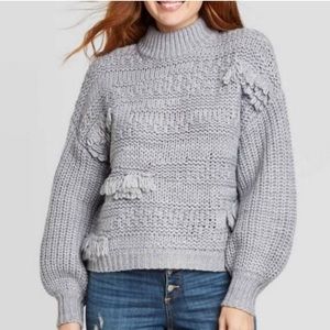 Universal Thread chunky mock neck fringe sweater sz XXL